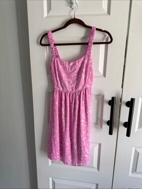 Anthro Saltwater LUXE Pink Sleeveless Dress with Ruffled Straps small